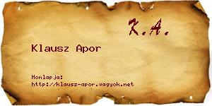 Klausz Apor névjegykártya